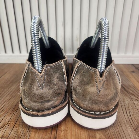 Ariat Cruiser Womens Sz 6B Brown Canvas Buffalo Moc Toe Distressed Loafer Shoes - Picture 4 of 10